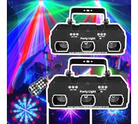 RGB LED Stage Light,60 Changeable Patterns, Remote Control, Voice Control, 5m Range, 3 Modes, Suitable for Clubs, Performances, Dance Halls, House Parties, 2 Pack