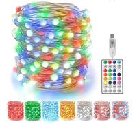 RGB LED String Lights with 32 Keys Remote Control, Copper Wire Decorative Lights for Christmas Trees and Festivals (5m, 50 Lights) - Flexible and Bright