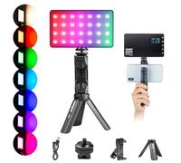 RGB LED Video Light with Tripod Stand, Full Color 20 Light Effects LED Camera Light 2500k-8500K Photography Lights Panel for Video Conference Lighting Photoshoot Zoom YouTube Studio