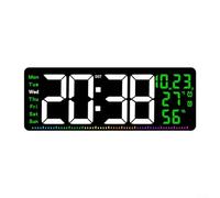 RGB LED Wall Clock 16 Inch with Remote Control, Features Automatic Brightness Adjustment for Enhanced Usability (Green)