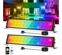 RGB Light Bar, NATPOW 72W Disco Lights, LED Flood Lights Smart Colour Changing, Remote &APP Control Stage Light for DJ Parties, Birthday, Christmas, Halloween, Garden Festival Decorative(2 Packs)
