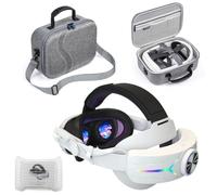 RGB Light Battery Head Strap Compatible with Meta Quest 3 Battery Pack, Comfortable Adjustable VR Replacement Elite Strap with 8000mAh Battery and Hard Carrying Case/916