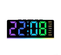 RGB Light Clock with Comprehensive Display Time Day Date Alarm and Multilingual Menu Night Light Functionality for Bedside Placement