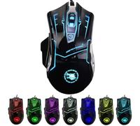 RGB Light up Wired Gaming Mouse for Computer - Durable USB Led Laptop Mice w/ 7 Color Backlit, 4 Adjust DPI Up to 3200 for Gaming, Silent & Stable PC Corded Mouse for Mac MacBook Windows Linux PS4
