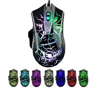 RGB Light up Wired Gaming Mouse M728 for Computer - Durable USB Led Laptop Mice w/7 Color Backlit, 4 Adjust DPI Up to 3200 for Gaming, Silent & Stable PC Corded Mouse for Mac MacBook Windows Linux PS4