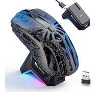 RGB Magnetic Charging Dock Gaming Mouse, 12K DPI, PAW3311 Sensor, Tri-Mode Wireless, 6 Programmable Buttons, Ultra-Light 72g for PC/Mac (Black)