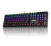 RGB Mechanical Gaming Keyboard Blue Switch, 104 Keys Full-Size Light Up Keyboard with 11 Backlit Modes, Anti-Ghosting, Double-Shot ABS Keycaps, USB Wired Computer Keyboard for Windows PC Gamer