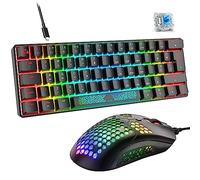 RGB Mini 60% Mechanical Gaming Keyboard UK Layout 62-Key 18 Chroma Backlit Blue Switch Wired Compact Keyboard with radiant Spacebar+12000DPI 65G Lightweight Gaming Mouse for PS4/Xbox/PC/Laptop-Black