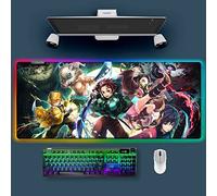 RGB Mouse Pad for Demon Slayer - Anime Tanjirou Large Mouse Pad for Computer with LED Light Edges Non Slip Rubber Base | Kimetsu No Yaiba 11.8 x 31.5in Long Mouse Mat (RGB Mouse Pad for Demon Slayer)
