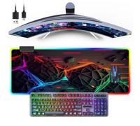 RGB Mouse Pad Gaming Mousepad with 13 Lighting Modes, Extended Computer Keyboard Desk Mat Desk Pad with Non-Slip Rubber Base, Mouse Mat for MacBook, PC & Laptop Desk Decer(31.5"X11.8"/80x30cm)