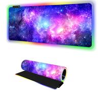 RGB Mouse Pad Led Desk Mat I 31.5 x 11.8 Inch Large Mouse Pad I XL Oversized Big Mouse mat 14 Led Light Modes I Anti-Slip Rubber Base Waterproof Keyboard Pad for PC Gaming I Galaxy Cosmic Palette