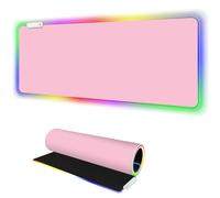RGB Mousepad Led Mouse Pad Desk Mat I 31.5 x 11.8 Inch Large Mouse Pad I XL Oversized Big Mouse mat 14 Led Light Modes I Anti-Slip Rubber Base Waterproof Keyboard Pad for PC Gaming, Office I Pink