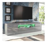 (RGB (multicoloured) LED Lights) Grey 200cm TV Stand Long Unit Cabinet Matt & Gloss Clifton08G LED Lights