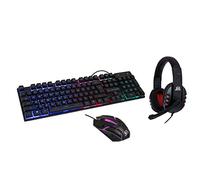 RGB PC Gaming Accessories Combo Kit - Gaming Keyboard and Gaming Mouse Combo - Spill-Proof USB Keyboard, Wired 3-Button Optical Mouse, Stereo Gaming Headset