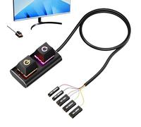 RGB Power, External Computer Control Button, Mechanical Desktop Start Extension Cable Kit, LED Lighted Control Module with Click Feedback, PC Case Accessory with Easy Mount Design, Desk Setup