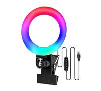 RGB Ring Colorful Video Tripod, LED Dimmable Circle Clip-On Holder Streaming Makeup, Zoom, Desktop Recording, Beauty Blogging, Adjustable Live Broadcasts Conferences