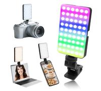 RGB Selfie Light for Phone,138 LED 360° Rotatable Clip on Video Conference Lighting Fill Light,1800mah Rechargeable,2500k-9000k,3 Colors Modes 16 RGB for Camera Laptop Meeting Live Streaming Recording
