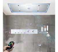 RGB Shower System with 64 Colors Rainfall & Waterfall Shower Column Handheld Shower 700x350mm Shower Head 3 Functs (Ch h)