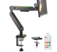 RGB Single Monitor Stand Arm,Dynamics Touch Function,Fits 17-32" Screens,Support up to 19.84 lbs,Adjustable Desk Mount,Gas Spring Clamp Monitor Arm,Quick Installation and Disassembly