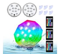RGB Submersible LED Pool Light, 15 Colors Pond Lamp with Remote Control for Outdoor Garden Decor, Perfect for Weddings, Parties, Christmas - 3pcs
