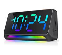[RGB] Super Loud Alarm Clock for Bedroom, Heavy Sleepers, Adults | Dynamic RGB Color Changing Clock for Teens, Kids | Small Bedside Digital Clock with LED Display, Atmosphere Light, USB Charger