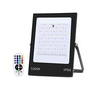 RGB Ultra Thin Led Floodlight Reflector Spotlight IP66 30W/50W/100W/200W Outdoor Lighting with Remote Control(100W)