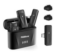 RGBlink Wireless Lavalier Microphone Compatible for iPhone 16,15 Pro Max, USB C Smartphone, Samsung, Android - Set of 2 Lapel Mic w/Noise Canceling for Content Creator, Vlogging, Recording, ASMR