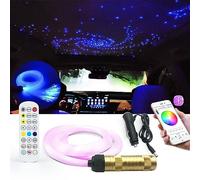 RGBW LED Fiber Optic Lights Kit,Bluetooth Music Activated Starlight Headliner Kit with 200pcs,6.5ft,0.75mm FiberOptic Cables Remote Control for Home/Car Star Ceiling Atmosphere Lighting