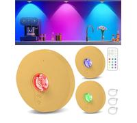 RGBW Puck Lights, 3 Under Cabinet Lighting with 1 Remotes Control Gold