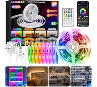 RGBWW+IC LED Strip Lights 15M,Dimmable Multi-Colored+3000K-6500K LED Lights with Remote and APP,Flexible Self-adhesive Color Changing DIY Tape Lights,24V Cuttable Indoor Strip Lighting for Home Stair