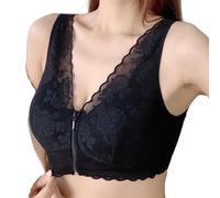 RGDIDG Women's Thin Section of Large Size Front Buckle Zipper Back Bra Gathered Without Steel Ring Gathering Side Breasts Upside Down Bra