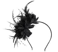 RGEVGER Black Fascinator Hat for Women, Flower Mesh Feathers Hair Clip, Elegant Fascinator Headband, Fashion Makeup Accessory for Weddings, Parties, Garden Tea, Birthday Party, Daily Wear