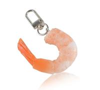 RGEVGER Imitation Food Keychain, Creative Shrimp Meat Charm Pendant, Cute Simulated Orange Shrimp Keychain for Backpack, Fun Novelty Seafood Key Ring, Unique Miniature Food Jewelry Accessory for Bags