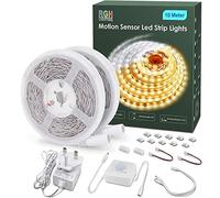 RGH LIGHTING Motion Sensor Led Strip Lights 10 Meters, 6000k White Led Light Strip Day or Night Motion Activated 2 Modes for Cabinet Kitchen Living Room Bedroom Stair Decor