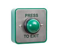 RGL EBGBWC02/PTE Green Dome Momentary Press To Exit Button With Surface Backbox