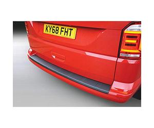 RGM ABS Rear bumper protector compatible with Volkswagen Transporter T6 Caravelle/Multivan 9/2015- with rear hatch Black 'Ribbed'