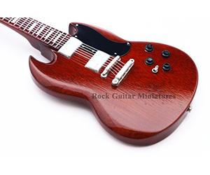 RGM226 ACDC Angus Young Natural Wood Miniature Guitar Including leather guitar strap