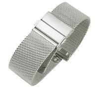 RGOEMHJ Quick Release Milanese Strap Stainless Steel Mesh Watchbands 16mm 18mm 20mm 22mm With Double Press Butterfly Clasp Suitable for business meetings(Silver,20mm)