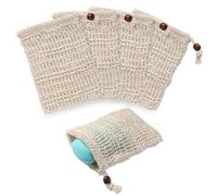 RGQHM 5PCS Soap Saver Bag, Exfoliating Soap Pouch, Natural Sisal Mesh Soap Bags for Soap Bars, Foaming Soap Bar Holder for Use in Baths or Showers