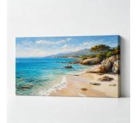 RGsixiot Canvas Wall Art Coastal Horizontal Mediterranean Beach Sea Rocks