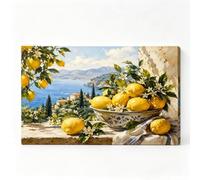 RGsixiot Canvas Wall Art Oil Painting Horizontal Mediterranean Lemons