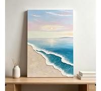 RGsixiot Canvas Wall Art Realistic Vertical Ocean Wave on Beach at Sunrise