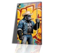 RGsixiot Canvas Wall Art Urban Graffiti Vertical Cowboy Gorilla Portrait