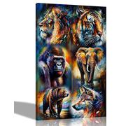 RGsixiot Canvas Wall Art Wildlife Vertical Modern Animal Portraits