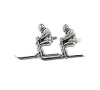 RGT GTR Men's Cufflinks X2TSBCS16 English Made Ski Theme Pewter Cufflinks in Leatherette Box, Pewter