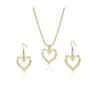 rgwtgkyh Gothic Barbed Wire Heart Earrings Necklace for Women Gold Silver Punk Style Thorn Large Heart Necklace Stainless steel Metal Mesh Dangle Drop Earrings for Girls Halloween Jewelry Set Gifts, L