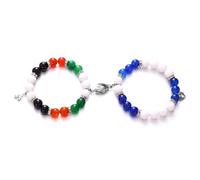 rgwtgkyh Peace Matching Bracelet for Couple Women Men Blue Green Bead Stretching Bracelet Handshake Peace Sign Friendship Inspirational Bracelet for Best Friends Trendy Jewelry Gifts, adjustable
