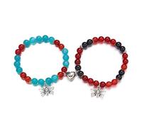 rgwtgkyh Spider Matching Beads Bracelets for Women Red Heart Energy Stone Spider Web Bracelet Relationship Promise for Best Friends Couple Halloween Jewelry Gifts, 7 Inch, Plastic, no gemstone