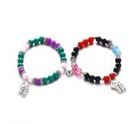 rgwtgkyh Spider Matching Beads Bracelets for Women Red Heart Energy Stone Spider Web Bracelet Relationship Promise for Best Friends Couple Halloween Jewelry Gifts, 7 Inch, Plastic, no gemstone