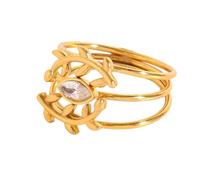 RGYBAO 3pcs/Set Minimalist Set 18K Gold Color Plated Adjustable Size Stacked Rings for Women Fashion Party Jewelry
